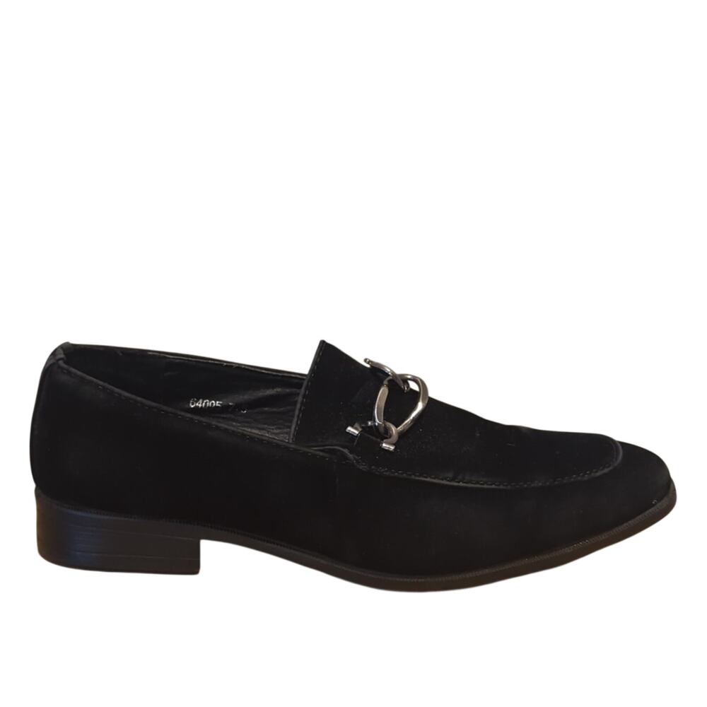 Marco Vitale Collection Black Suede Silver Tone Chain Slide On Loafer Men's 7.5 - Picture 9 of 12
